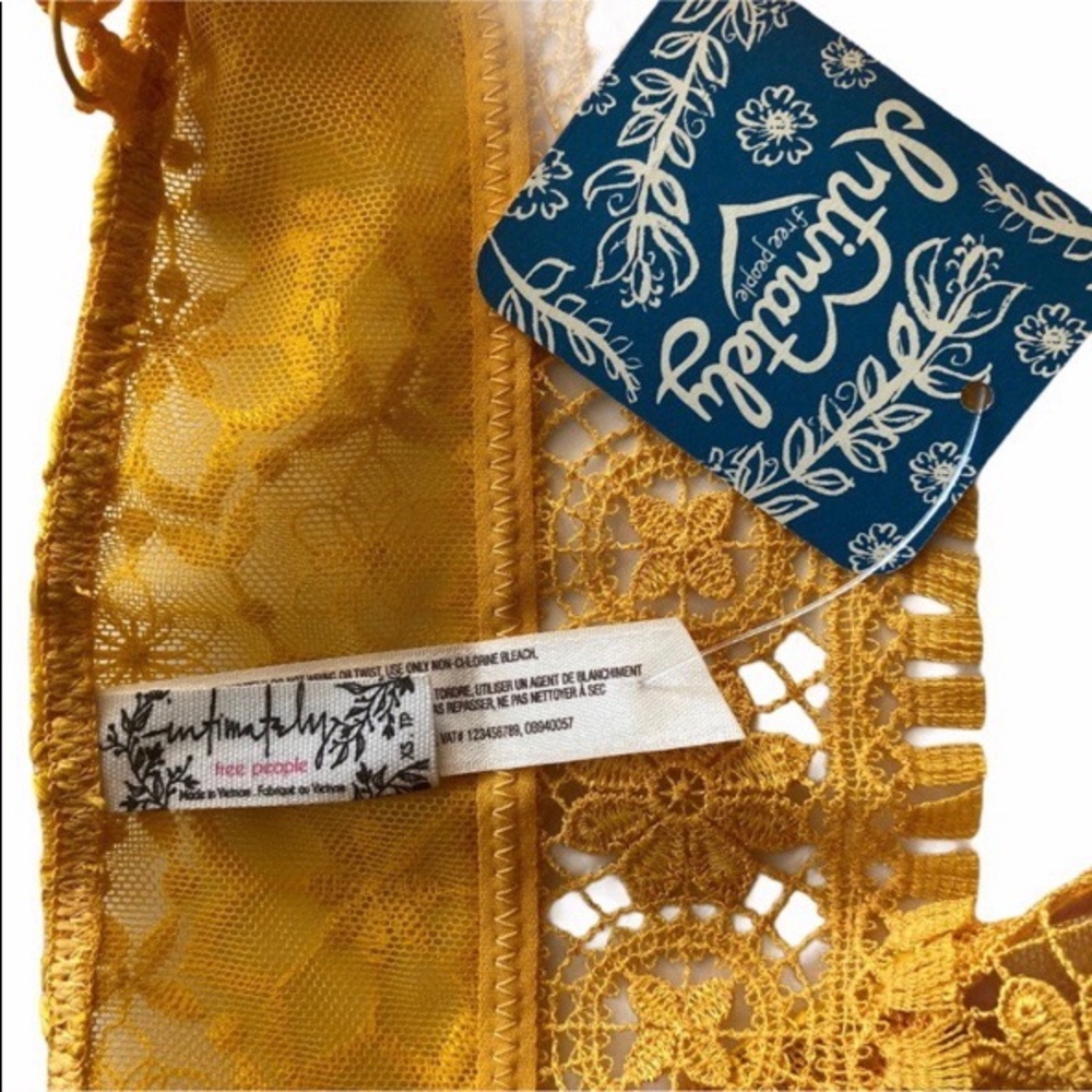 FREE PEOPLE Ella Lace Bralette Yellow Gold XS - Picture 7 of 9